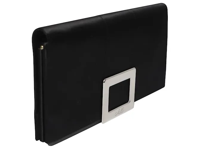 Cartera de mano con hebilla Roger Vivier en satén negro 