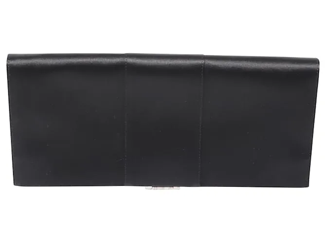 Cartera de mano con hebilla Roger Vivier en satén negro 