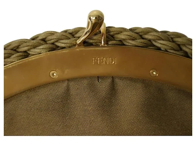 Cartera de mano Fendi de crochet en algodón marrón Castaño 