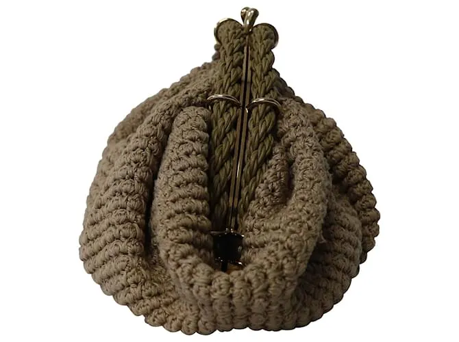 Cartera de mano Fendi de crochet en algodón marrón Castaño 