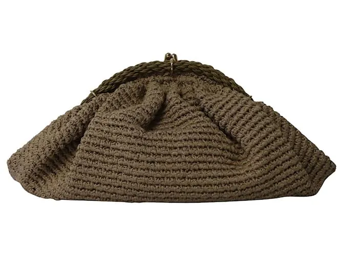 Cartera de mano Fendi de crochet en algodón marrón Castaño 