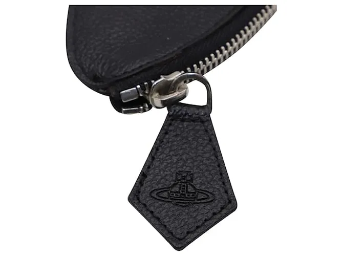 Cartera de mano Vivienne Westwood Orb Logo en cuero negro 