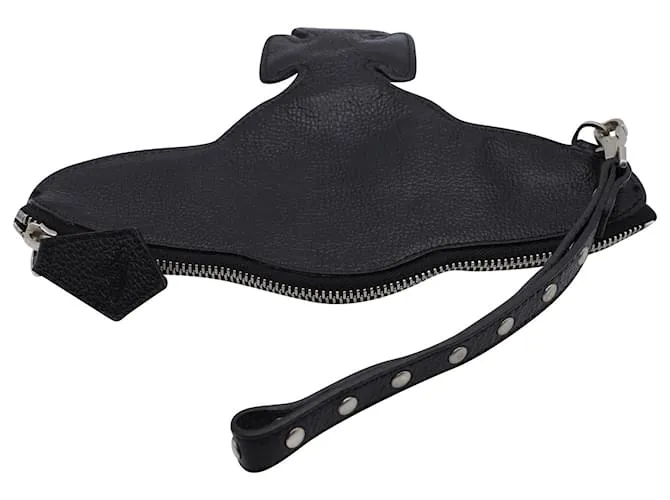 Cartera de mano Vivienne Westwood Orb Logo en cuero negro 