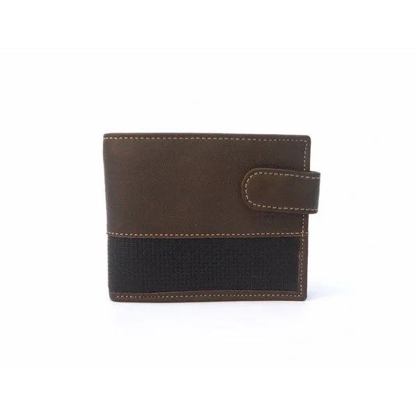 Cartera para hombre en piel con monedero y cierre de broche