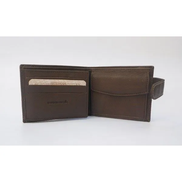 Cartera para hombre en piel con monedero y cierre de broche