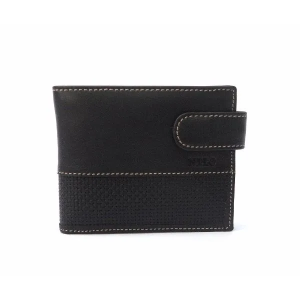 Cartera para hombre en piel con monedero y cierre de broche