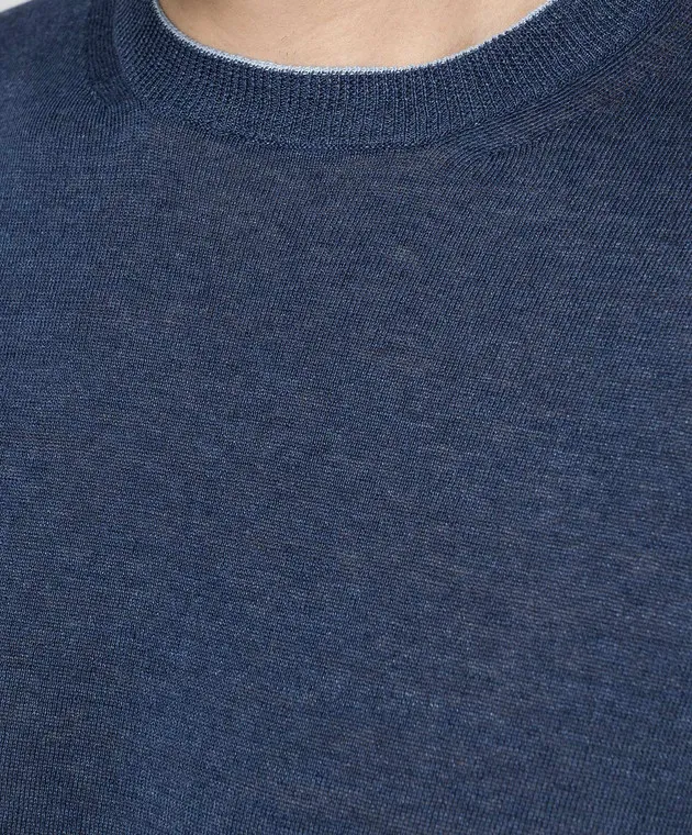 CASHMERE&WHISKEY BLUE TSHIRT WITH LINEN AND CASHMERE