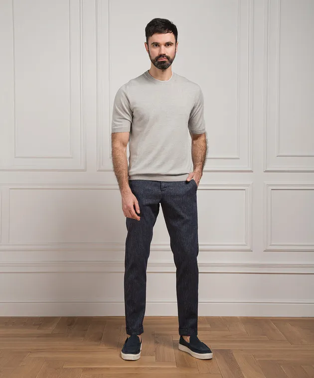 CASHMERE&WHISKEY GRAY TSHIRT WITH LINEN AND CASHMERE