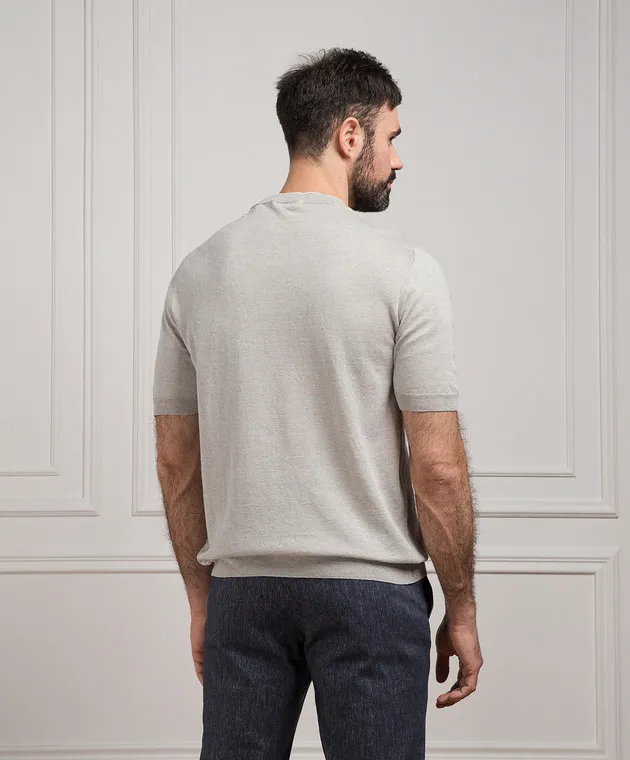 CASHMERE&WHISKEY GRAY TSHIRT WITH LINEN AND CASHMERE