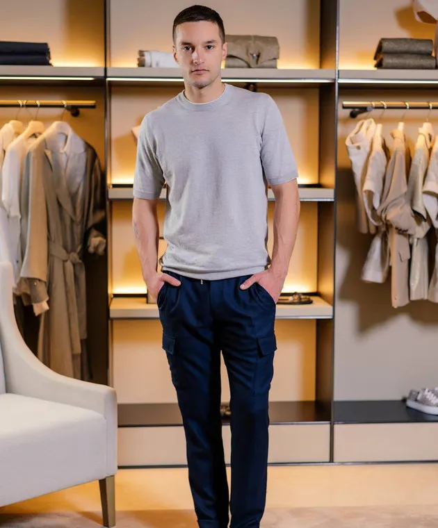 CASHMERE&WHISKEY GRAY TSHIRT WITH LINEN AND CASHMERE