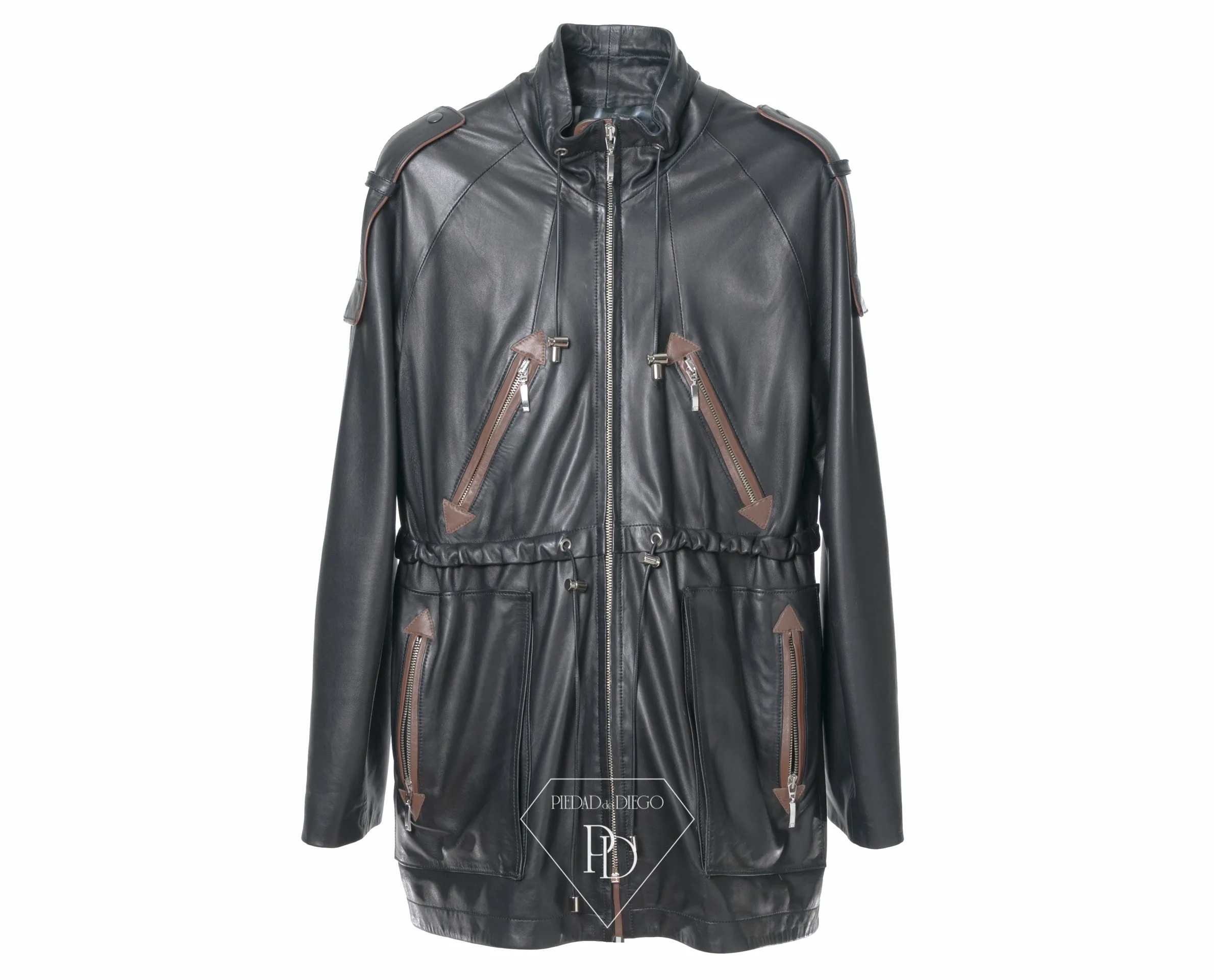 Chaqueta de Cuero Negro Combi