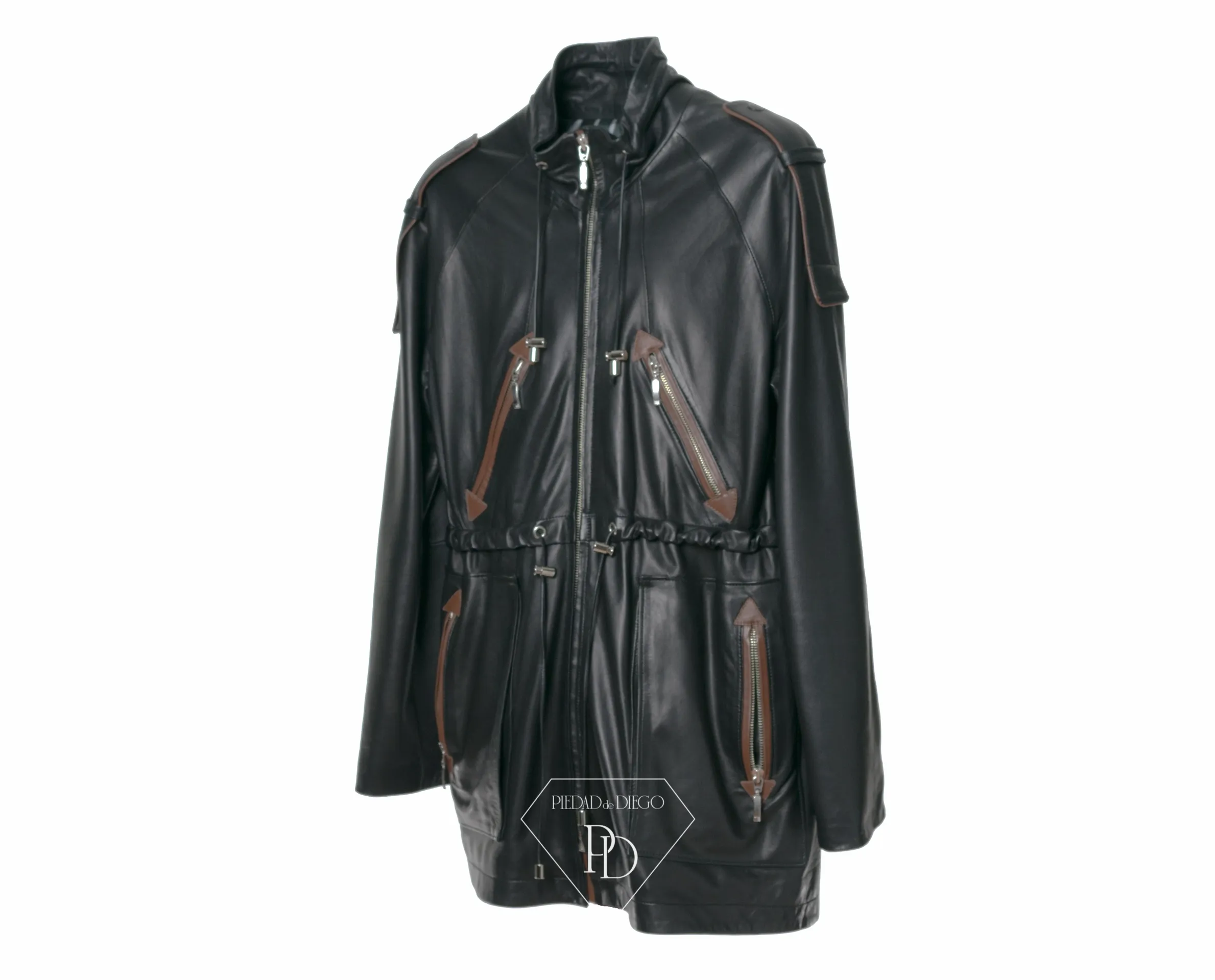 Chaqueta de Cuero Negro Combi