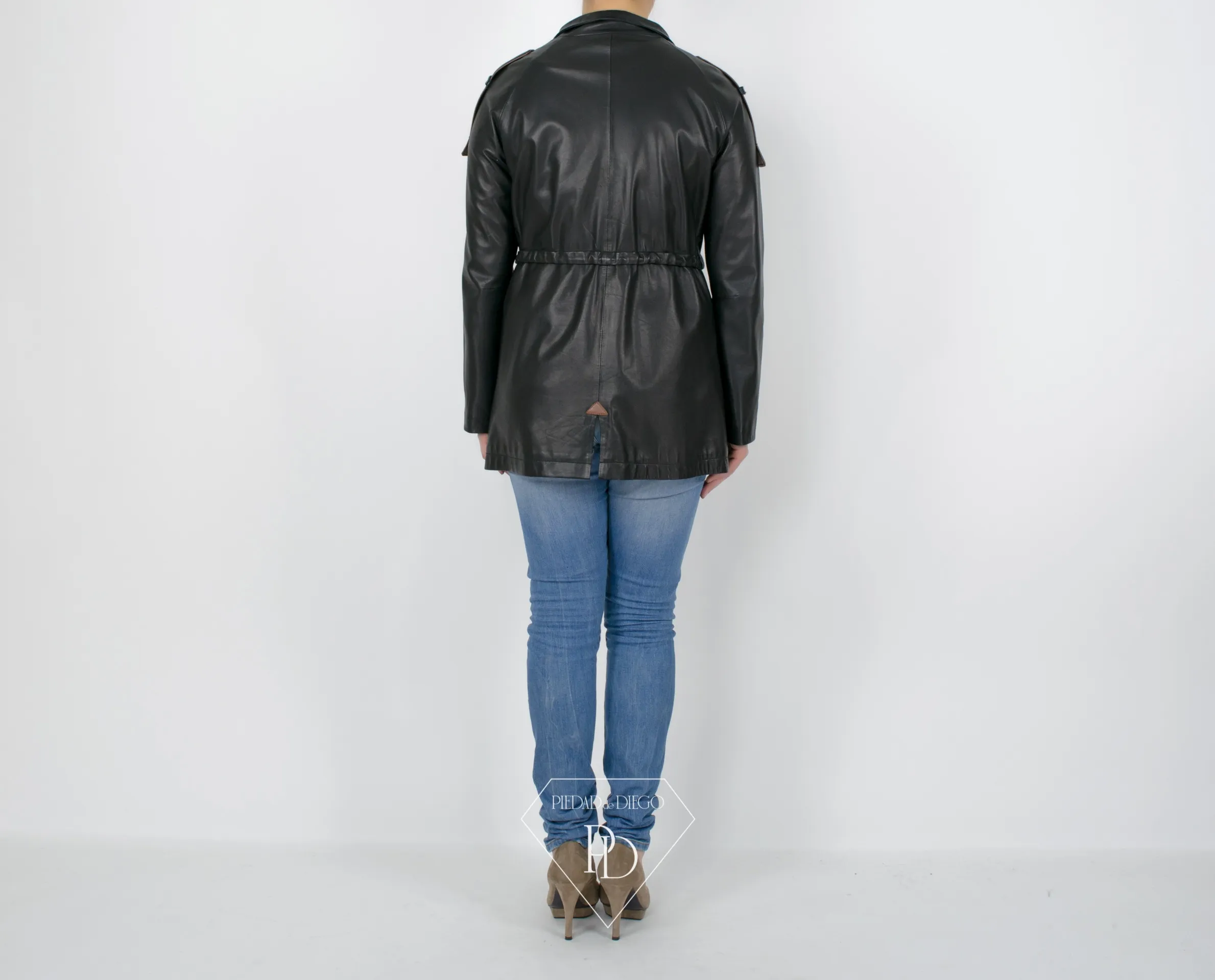 Chaqueta de Cuero Negro Combi