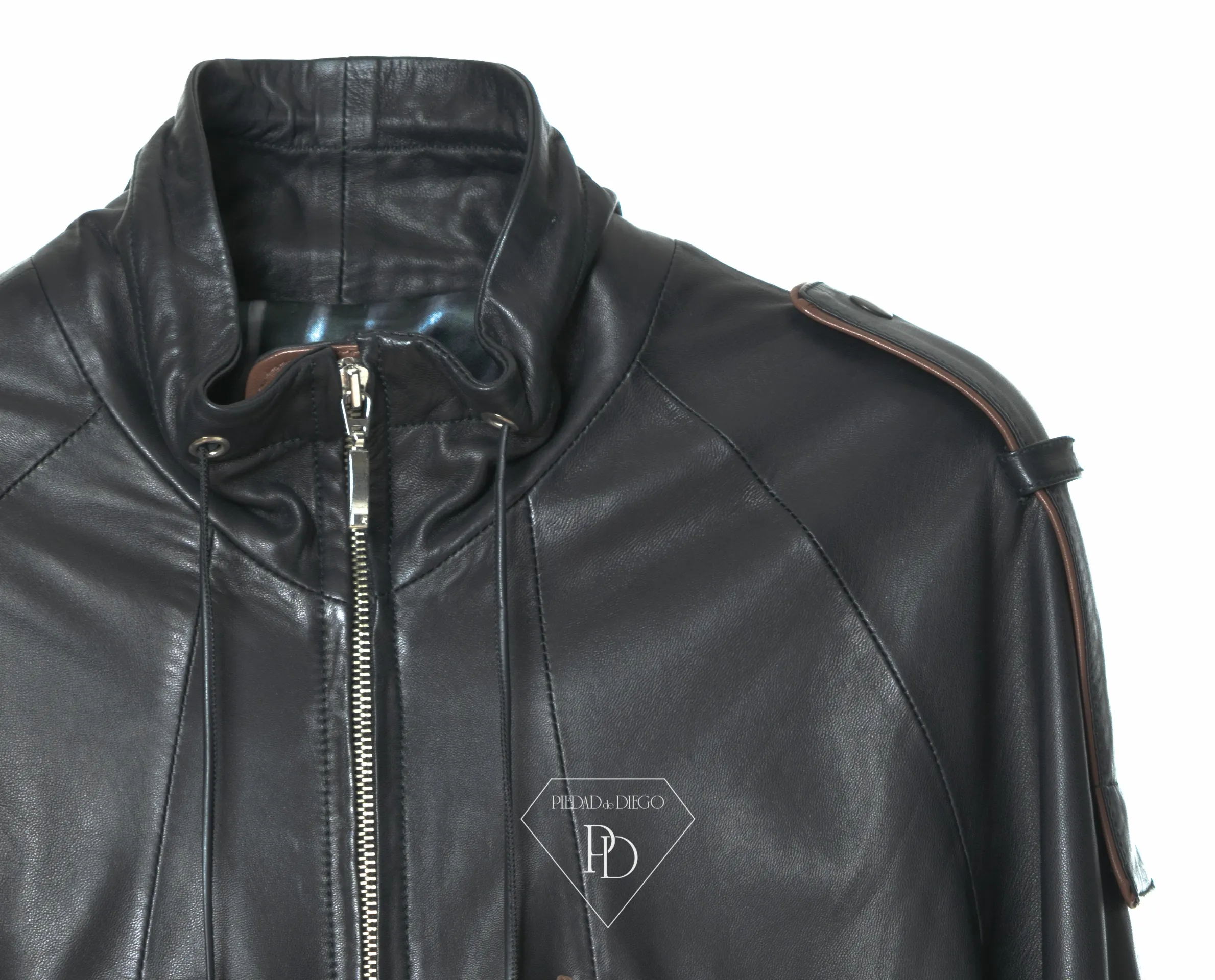 Chaqueta de Cuero Negro Combi
