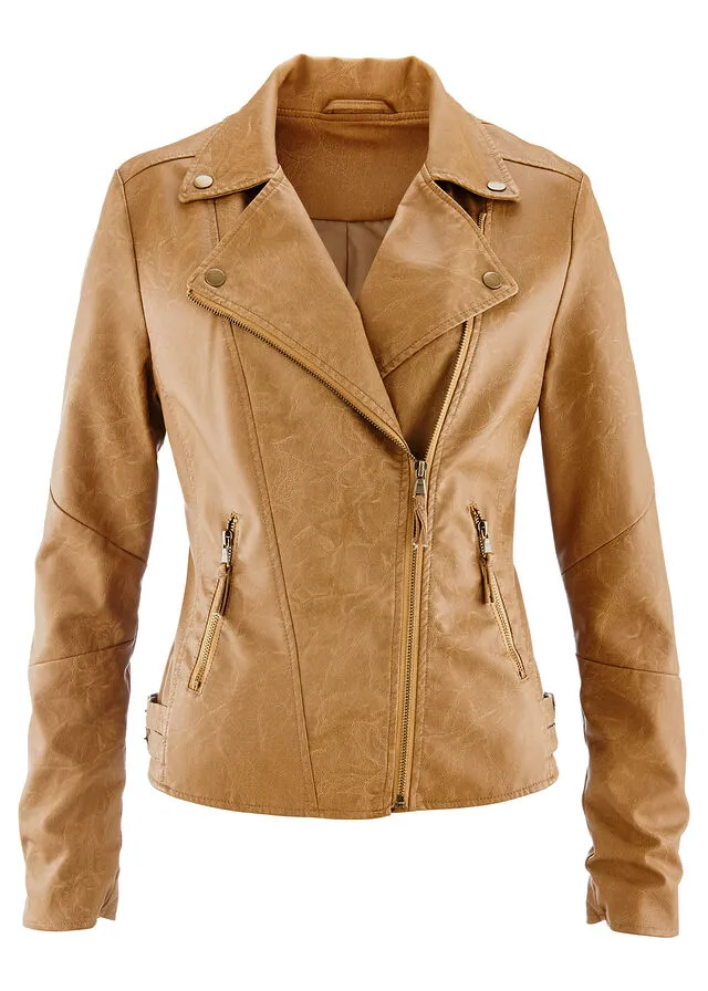 Chaqueta de cuero sintético Coñac