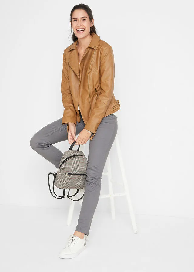 Chaqueta de cuero sintético Coñac