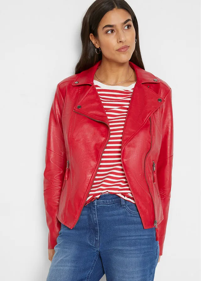 Chaqueta de cuero sintético Rojo