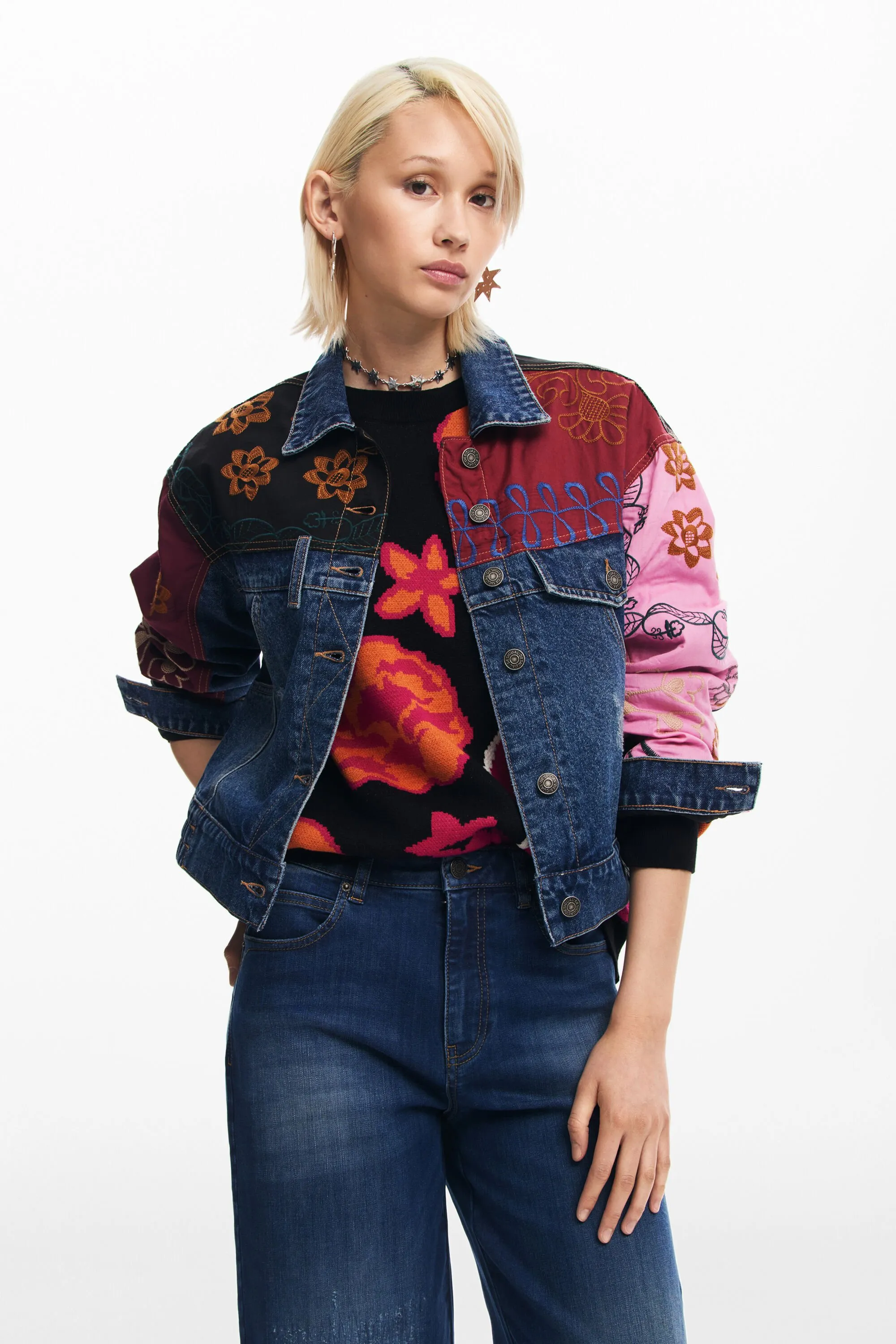 Chaqueta denim patchwork