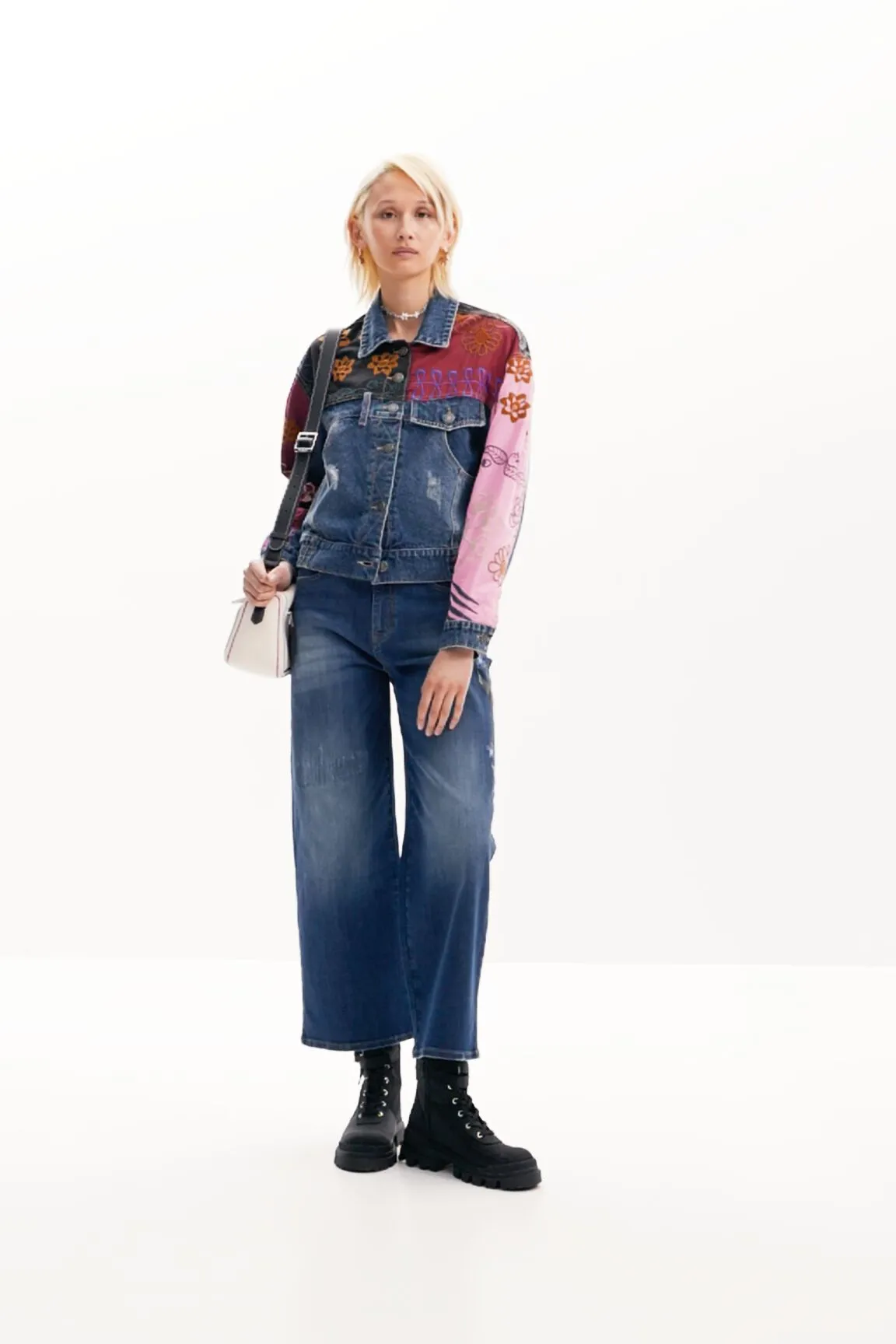 Chaqueta denim patchwork