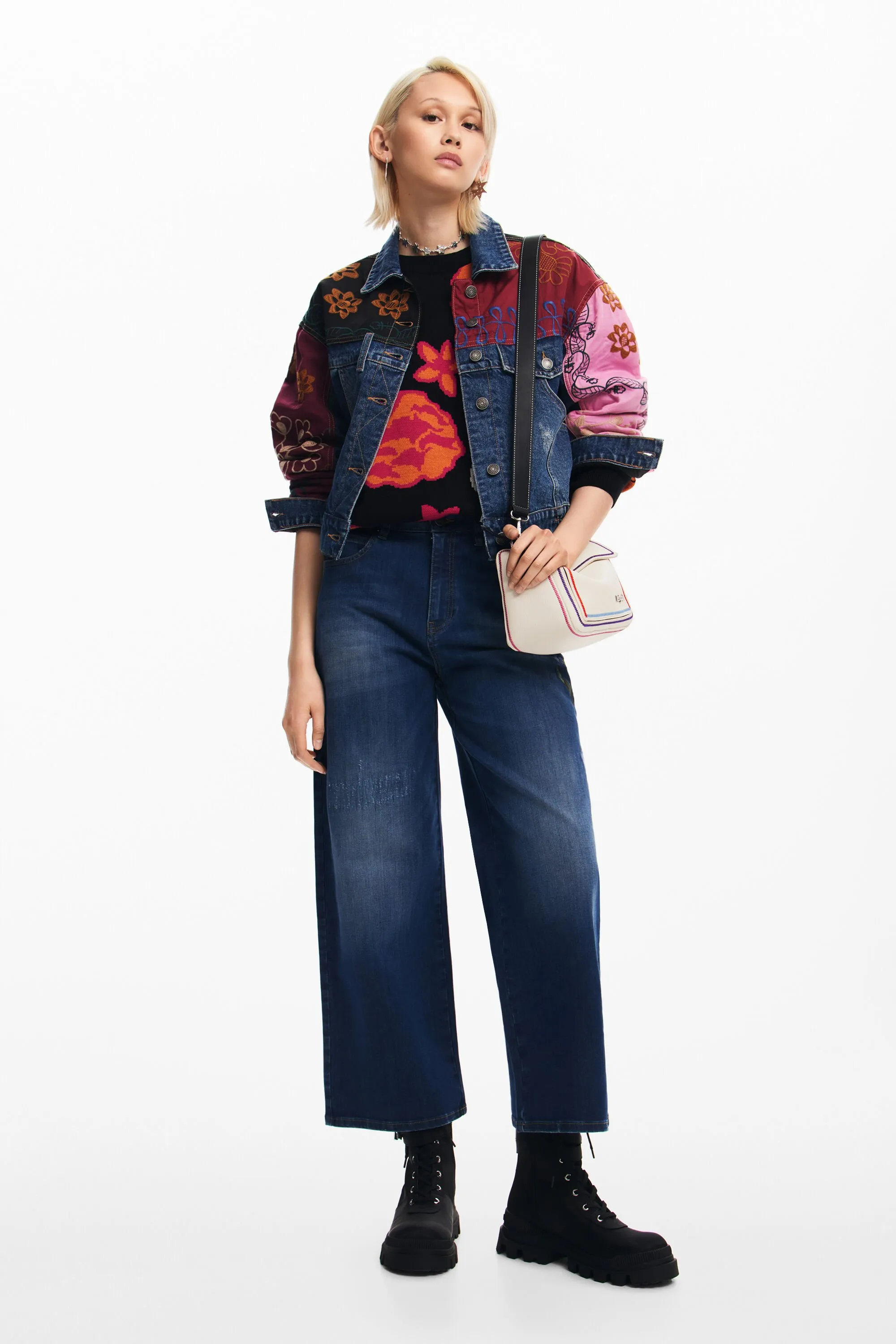 Chaqueta denim patchwork