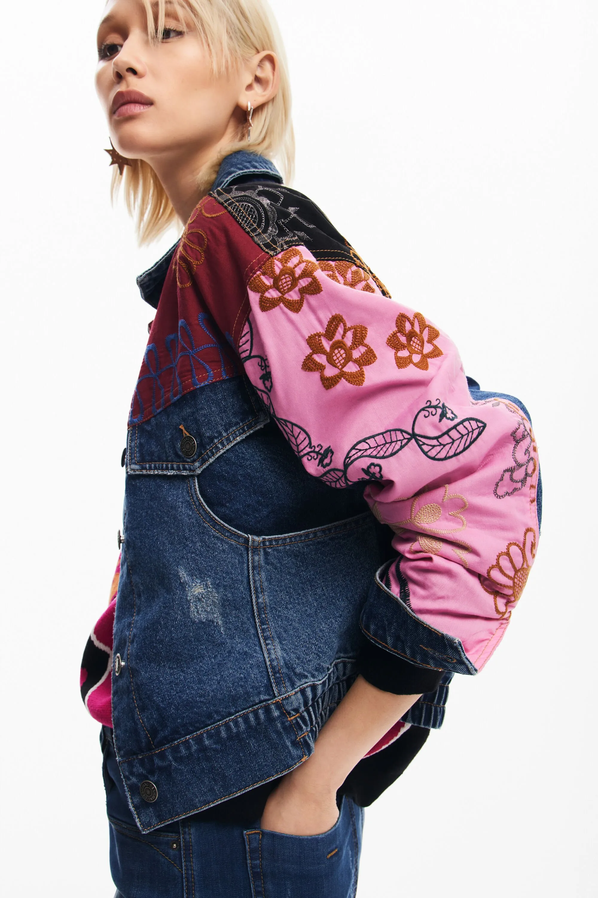 Chaqueta denim patchwork