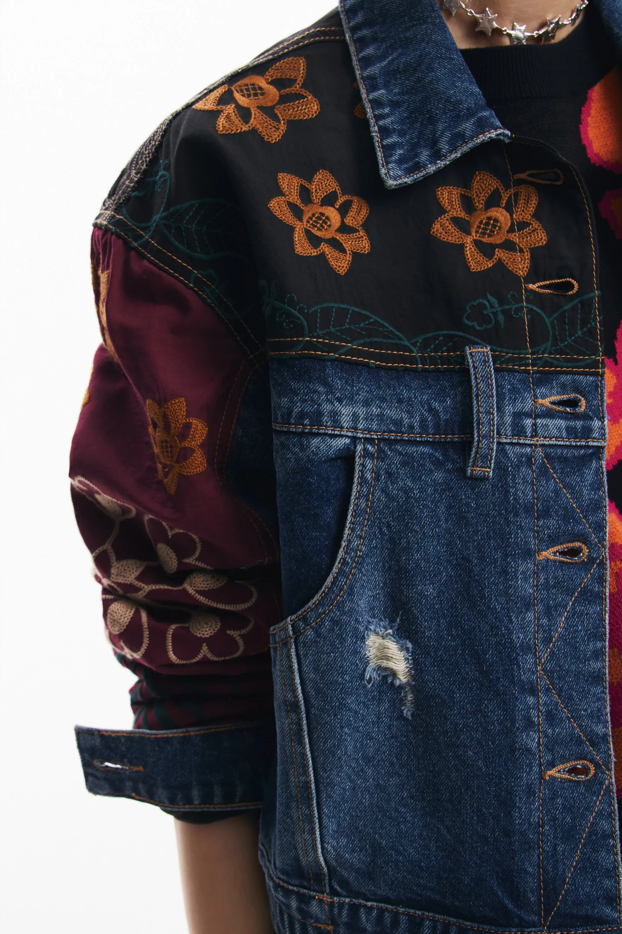 Chaqueta denim patchwork