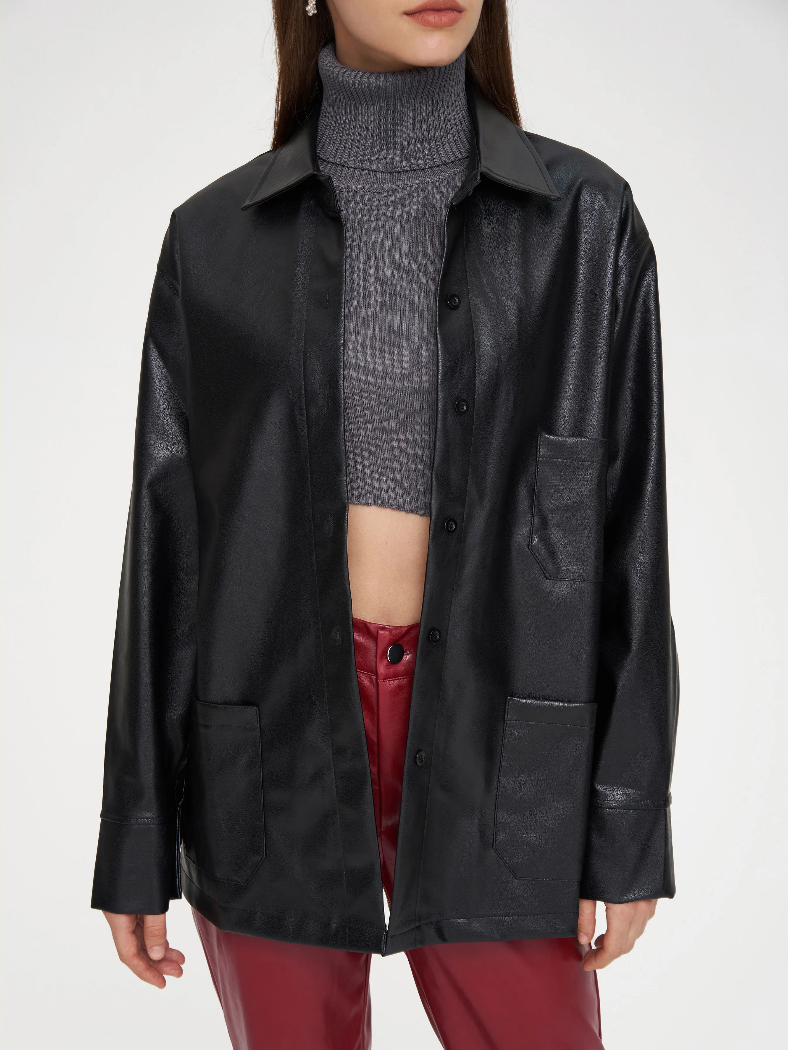  Chaqueta Fresca de Cuero Falso