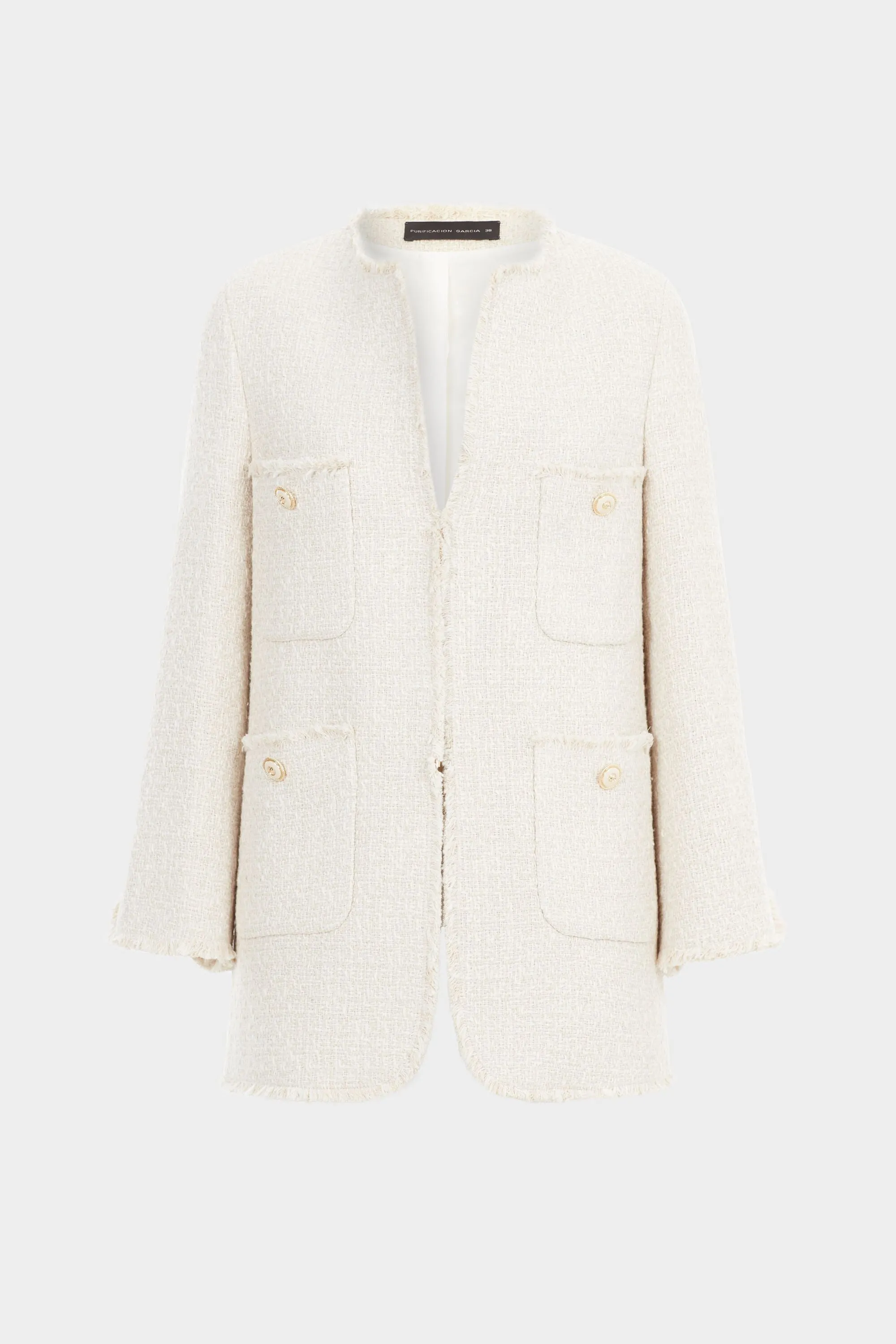 Chaqueta larga trama desflecado
