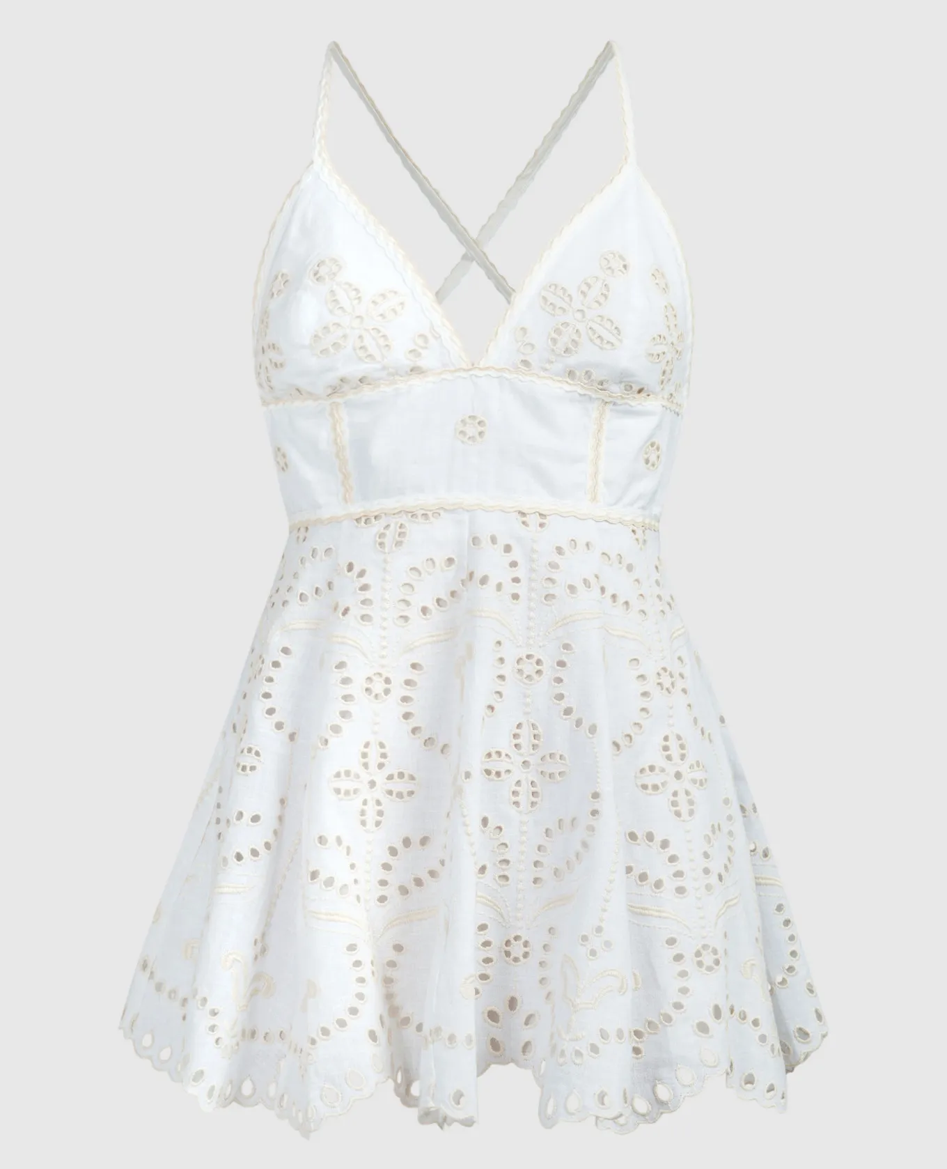 Charo Ruiz Cluzet white linen dress with broderie embroidery