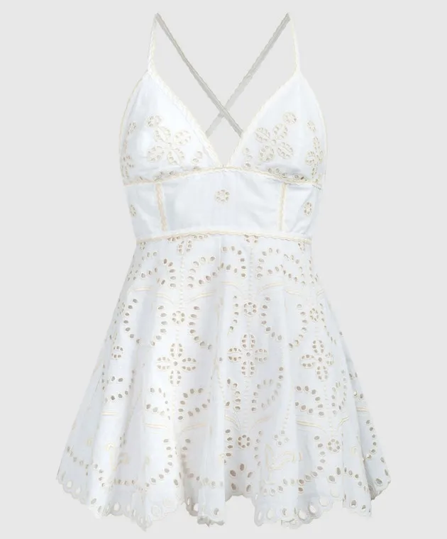 Charo Ruiz Cluzet white linen dress with broderie embroidery