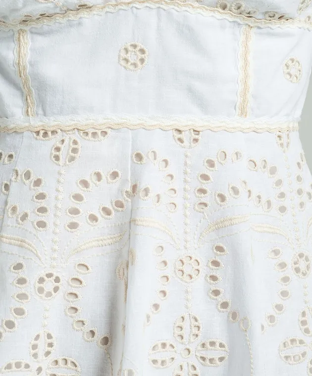 Charo Ruiz Cluzet white linen dress with broderie embroidery