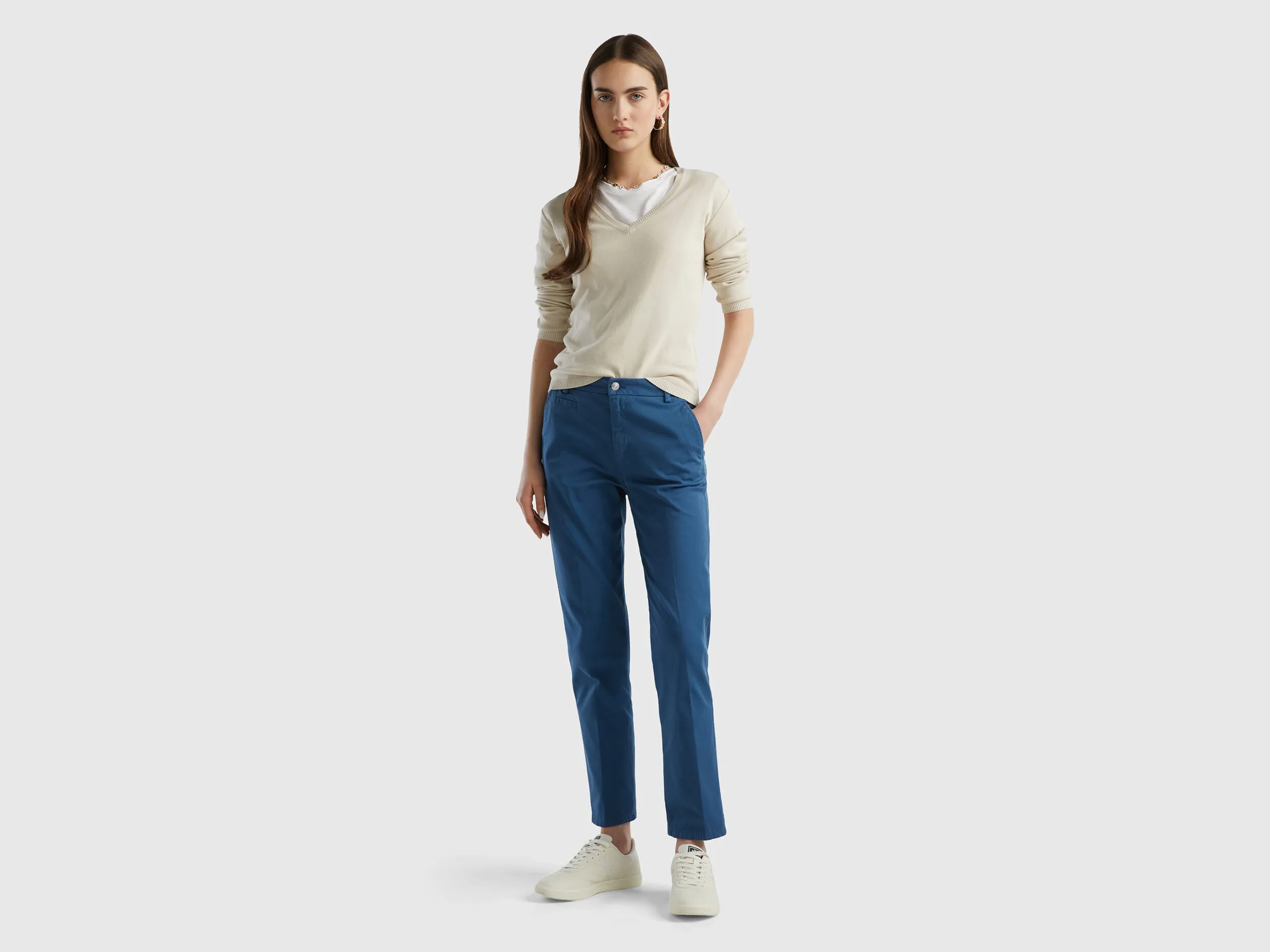 Chinos slim fit de algodón azul