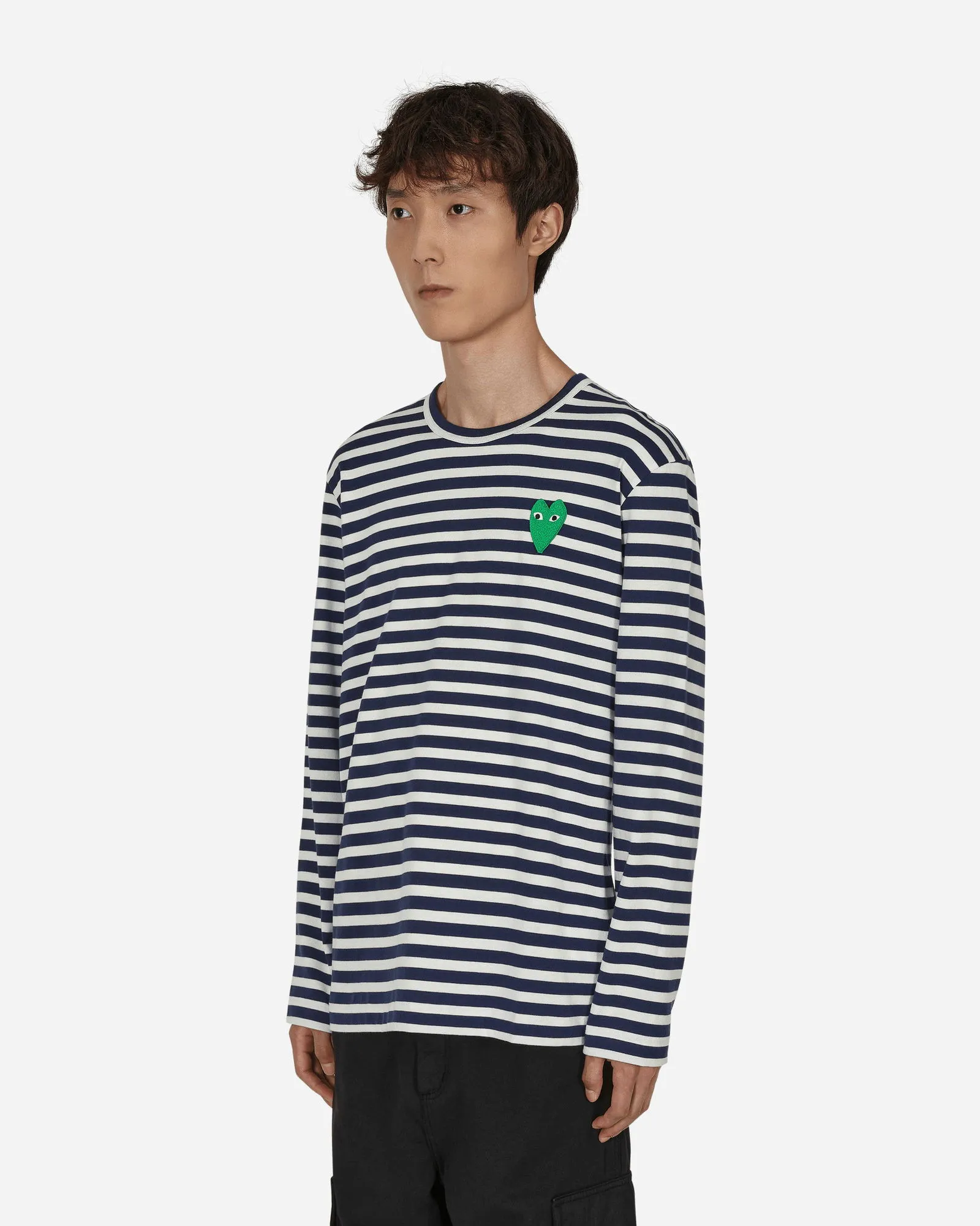 Comme des Garçons Play Green Heart Logo Stripe T
