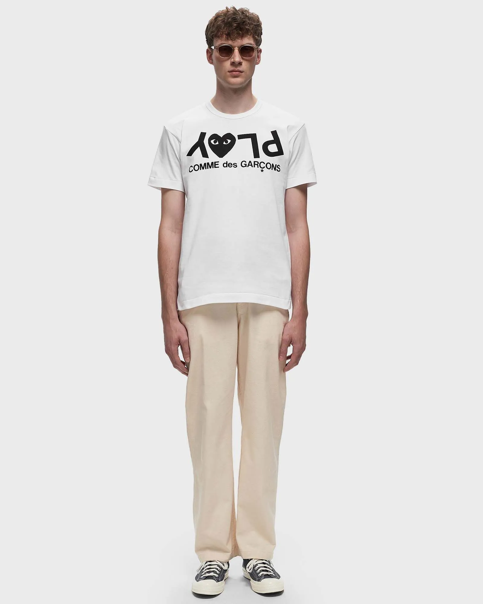 COMME DES GARçONS PLAY INVERTED TEXT TSHIRT