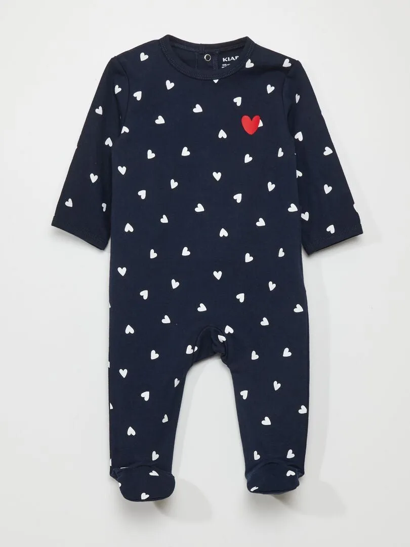 CONJUNTO DE BODY + PIJAMA  ESTAMPADO DE CORAZONES  BLANCO