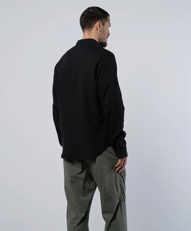 C.P. Company Black linen shirt with logo