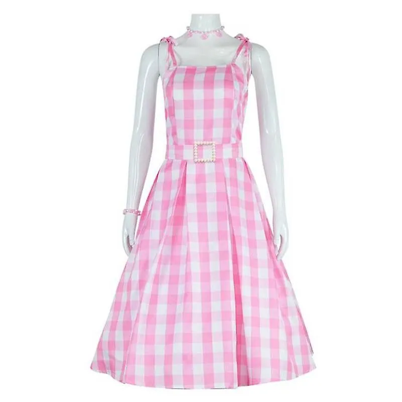 Dazcos 2023 Movie Cosplay Costume 3 Style Summer Sexy Pink Dress And Accessories Adult Halloween Carnival Role Play Party