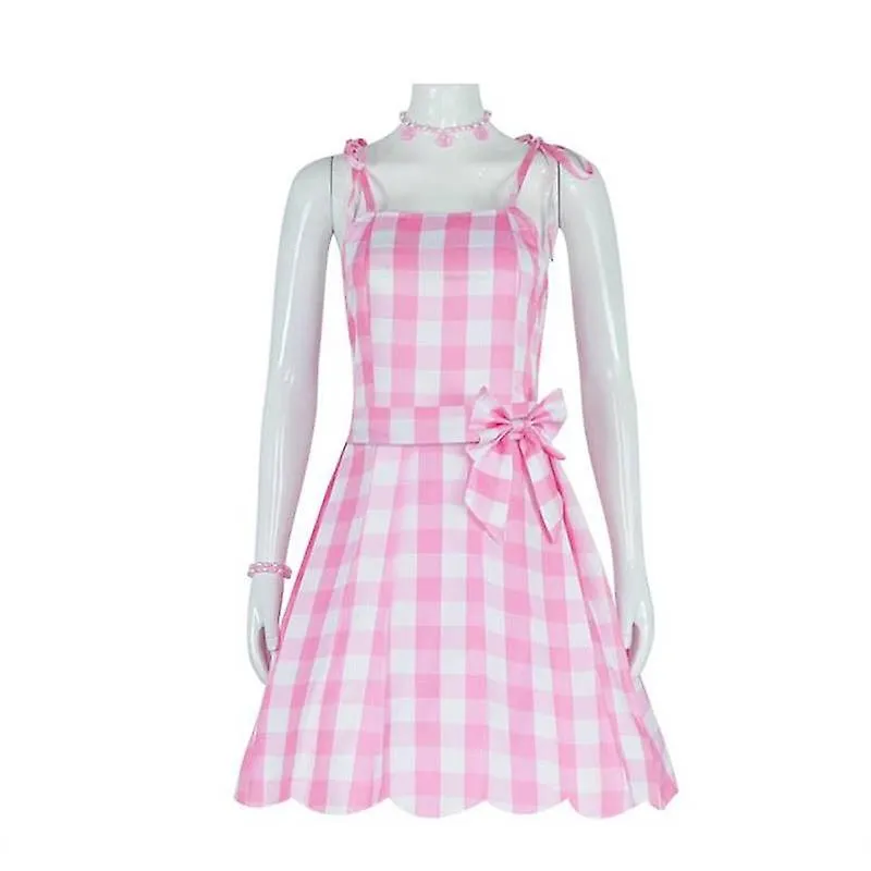 Dazcos 2023 Movie Cosplay Costume 3 Style Summer Sexy Pink Dress And Accessories Adult Halloween Carnival Role Play Party