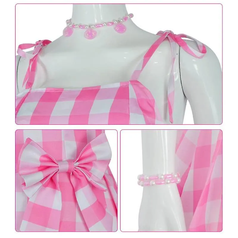 Dazcos 2023 Movie Cosplay Costume 3 Style Summer Sexy Pink Dress And Accessories Adult Halloween Carnival Role Play Party