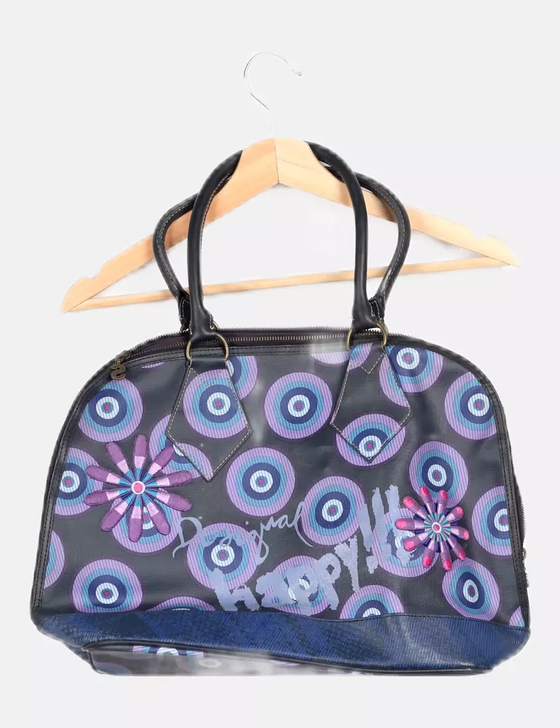 Desigual Bolsa de viaje negra estampada