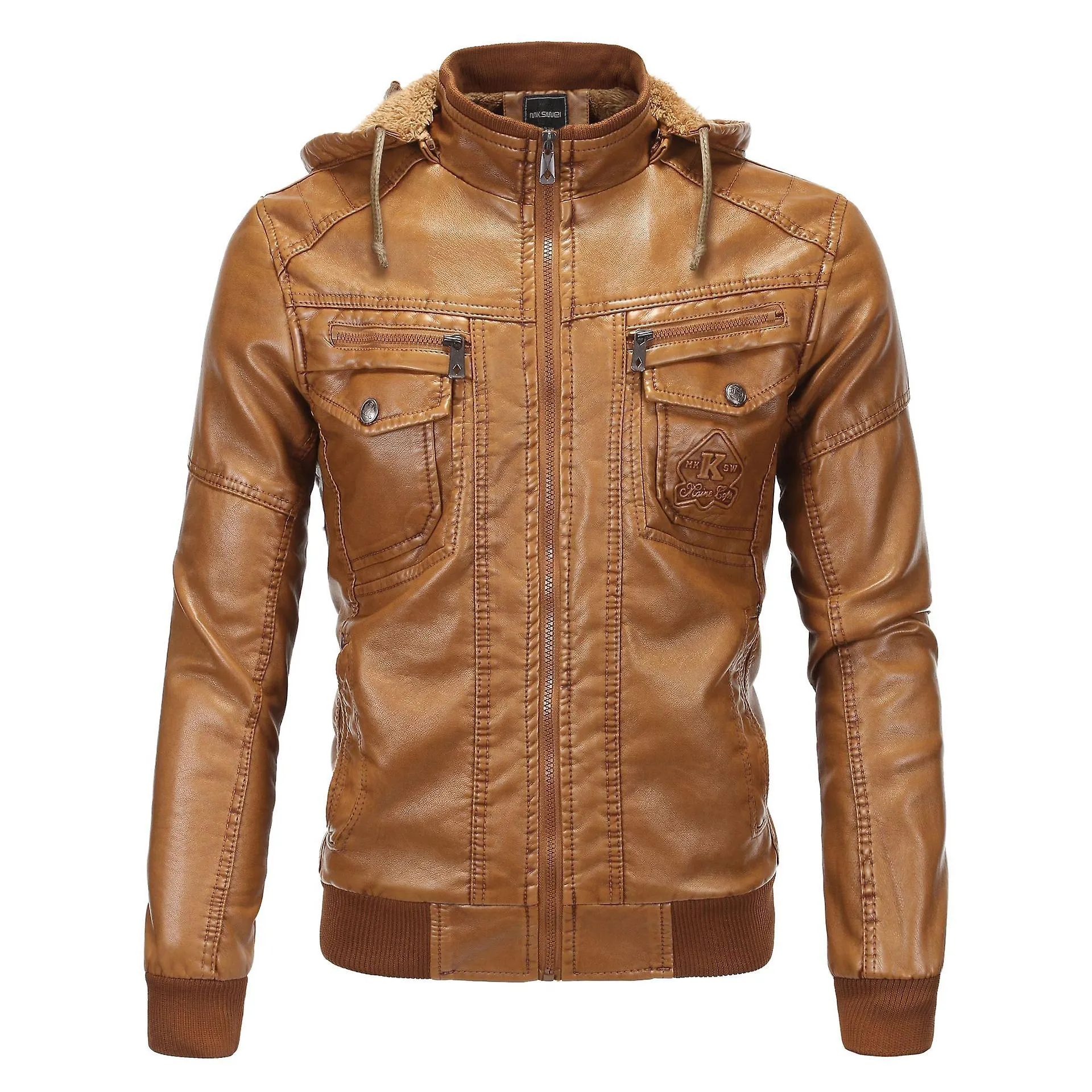 DRUPUM HOMBRE COLOR SóLIDO TéRMICA PU CHAQUETAS DE CUERO SLIMMING MOTOBIKE COAT EUROPEAN SIZE S3XL