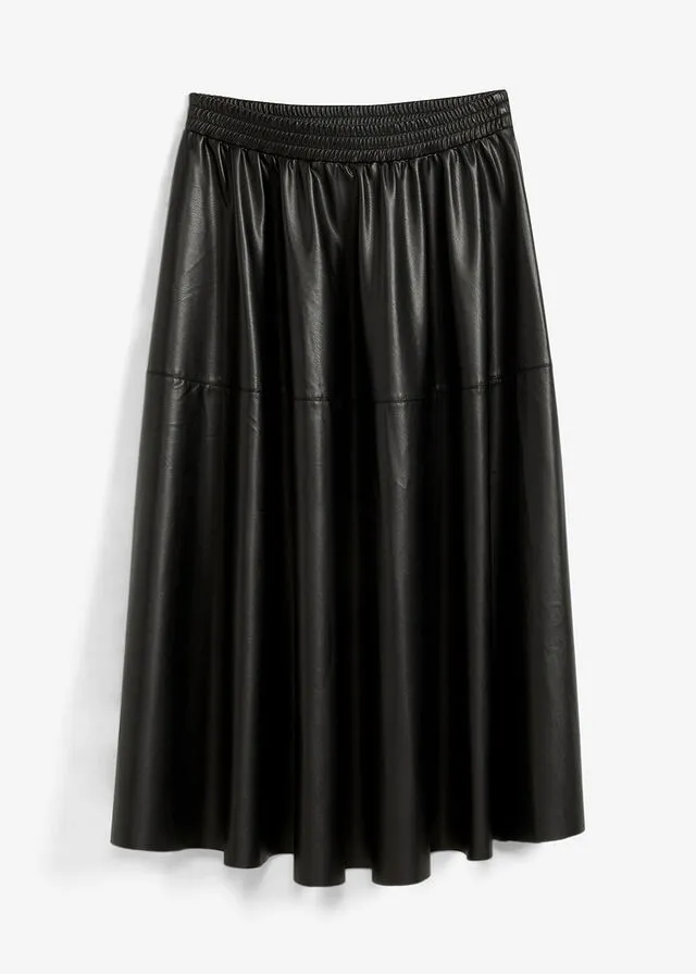 Falda de imitación de cuero Negro