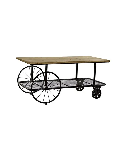 Fíjalo Mesa centro metal abeto 112 x 54 x 52 ruedas negro
