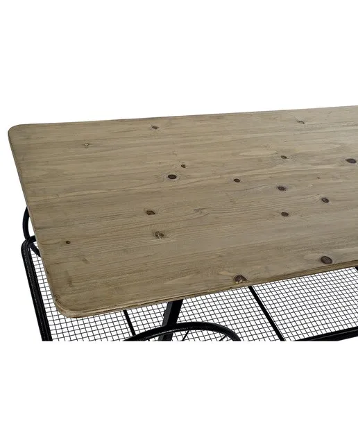 Fíjalo Mesa centro metal abeto 112 x 54 x 52 ruedas negro