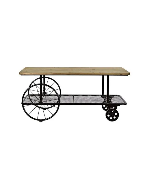 Fíjalo Mesa centro metal abeto 112 x 54 x 52 ruedas negro