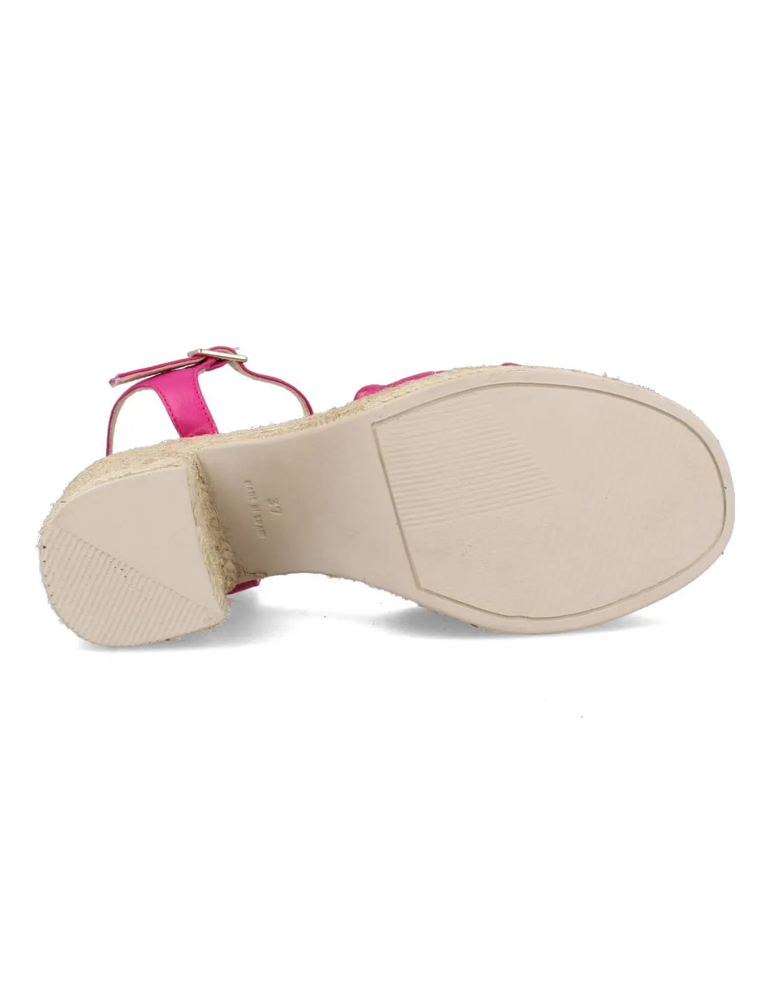 GAIMO  SANDALIA TACóN ESPARTO COQUE FUCSIA