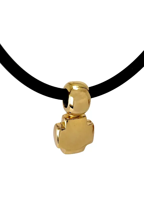 Gargantilla de oro y caucho con cruz de oro amarillo 18 ktes