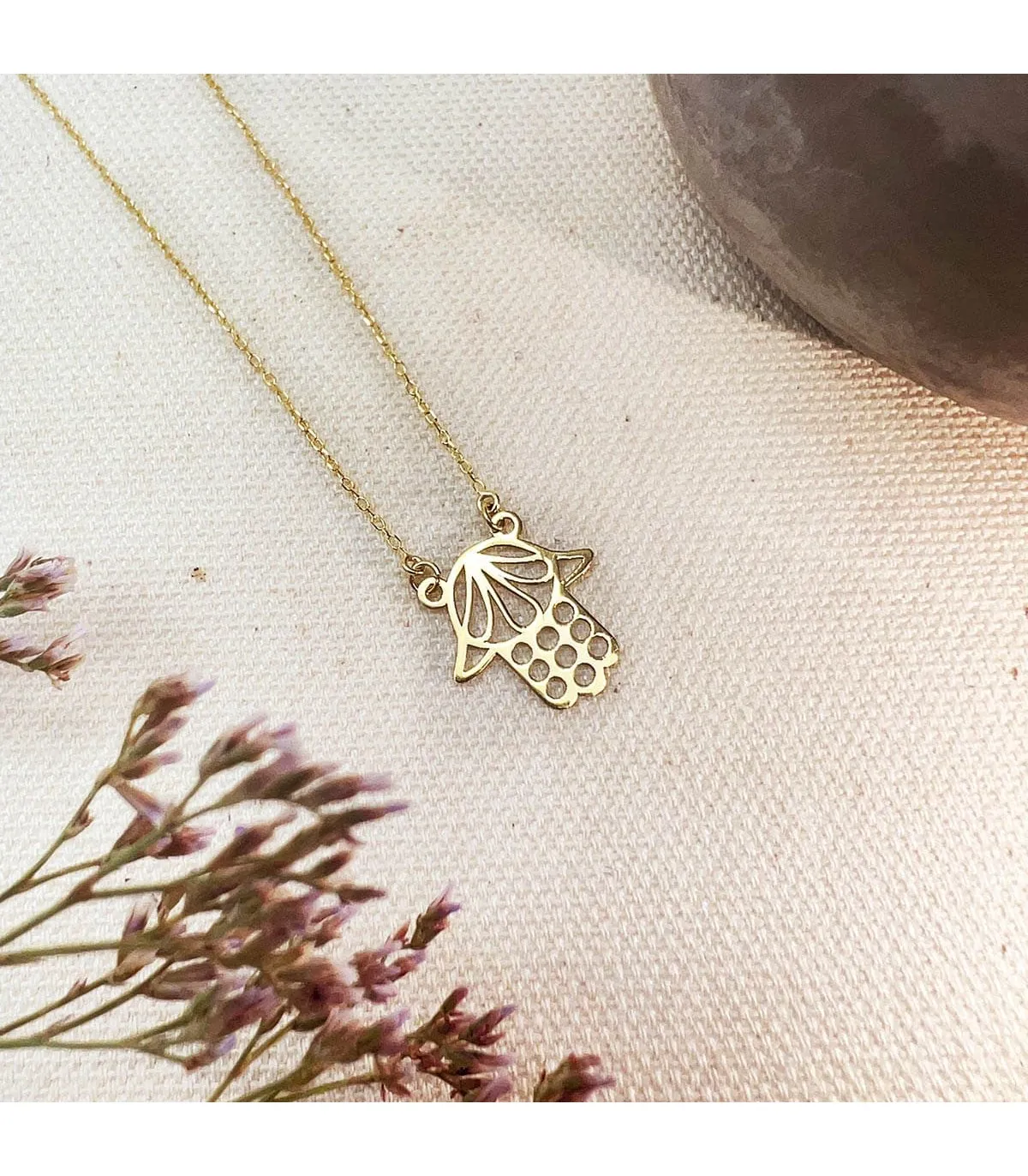 Gargantilla Hamsa Mano de Fátima Amulette 18 K