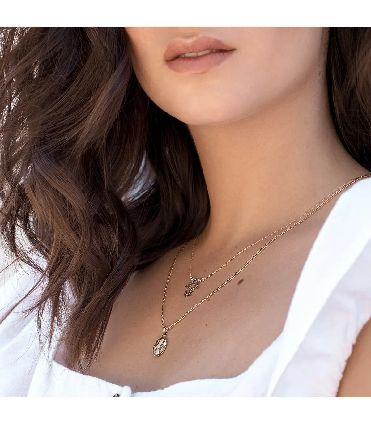 Gargantilla Hamsa Mano de Fátima Amulette 18 K