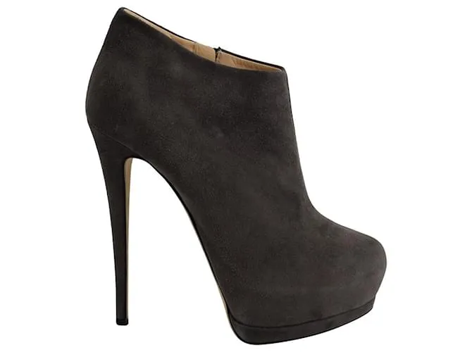 Giambattista Valli Giuseppe Zanotti Botines con tacón y plataforma en ante gris Castaño 